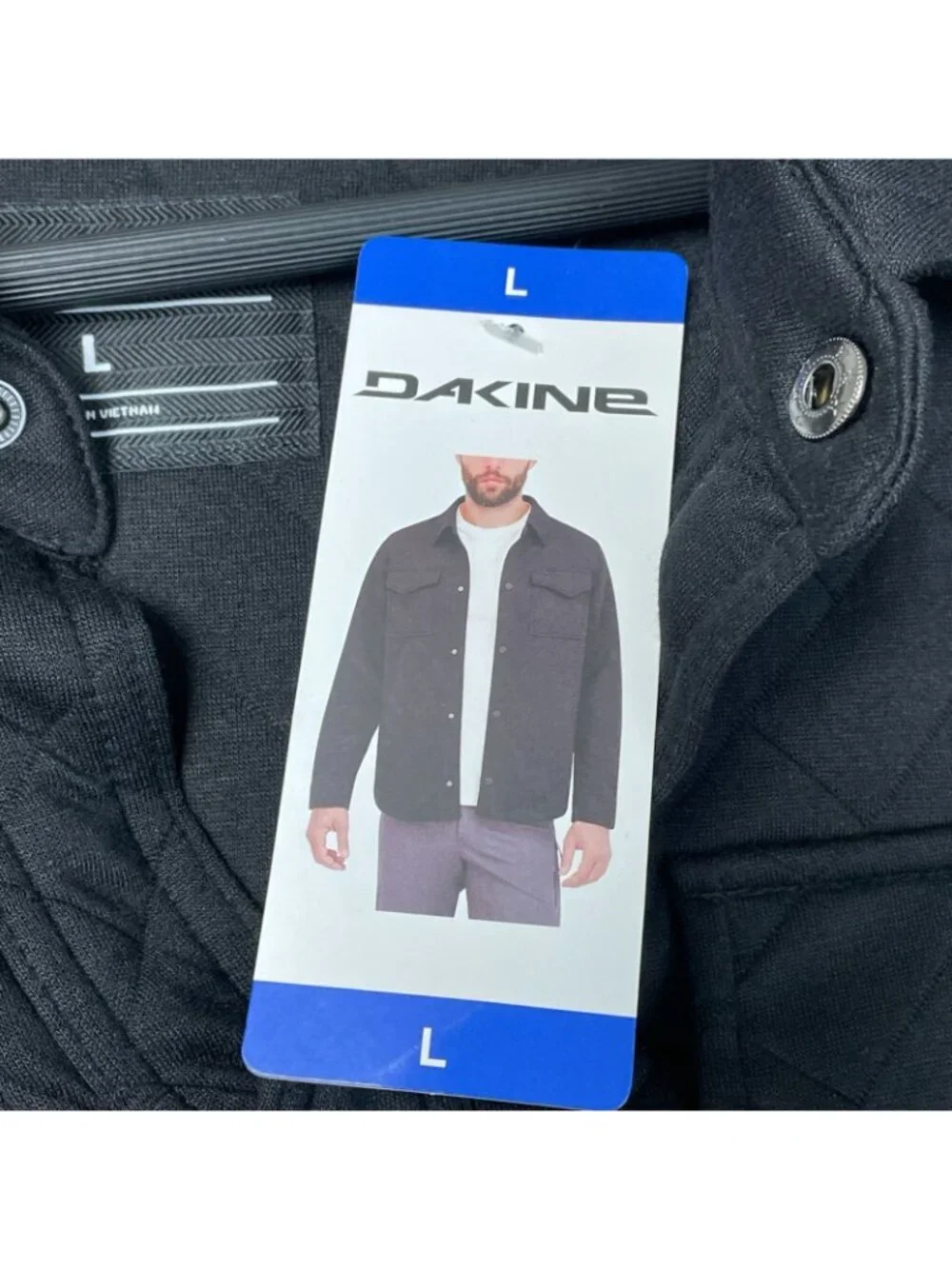 NWT Dakine Men's L Quilted Black Shacket Snap Front Polyester i2118